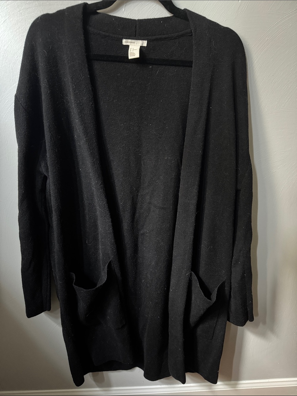 H&M Black Open-Front Long Cardigan
